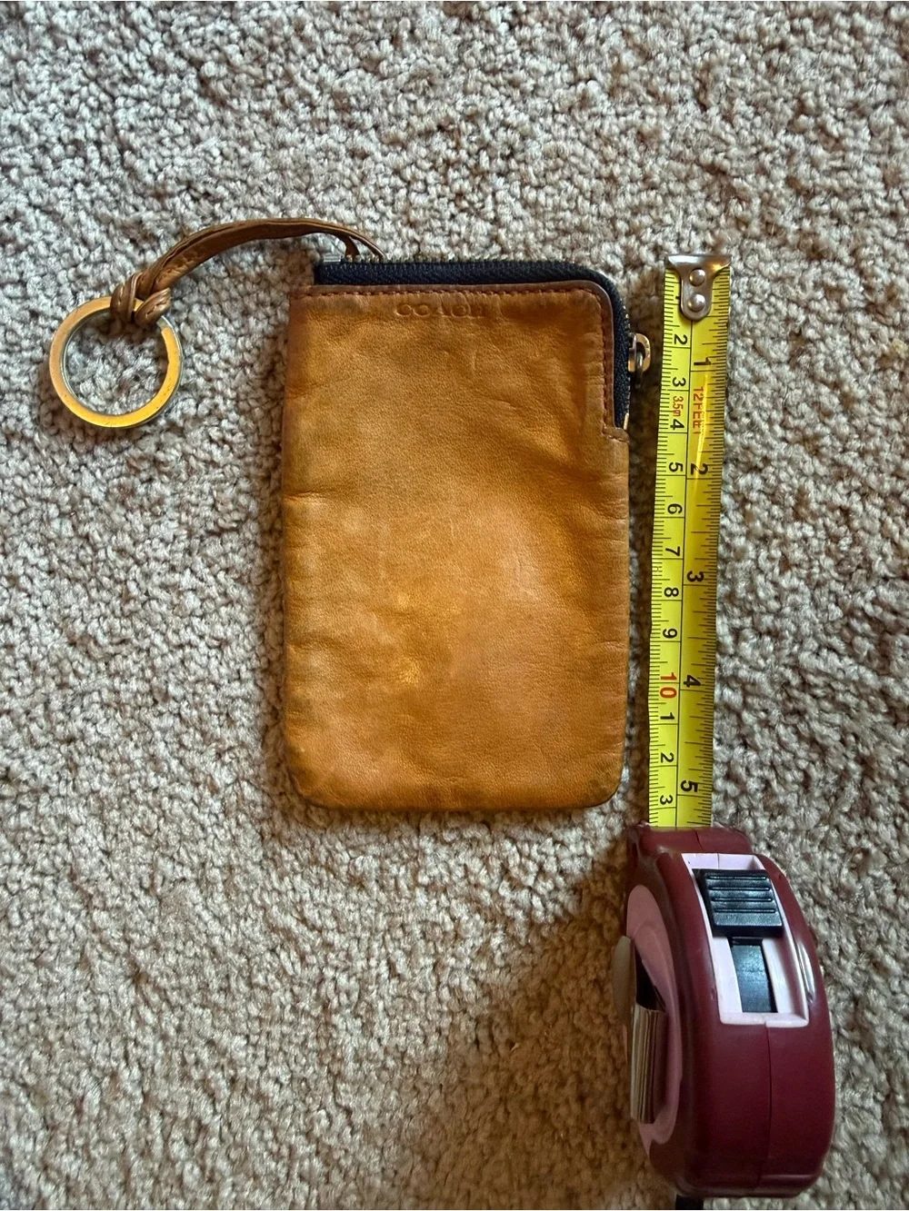 Coach Leather Key Ring Card Holder - Tan